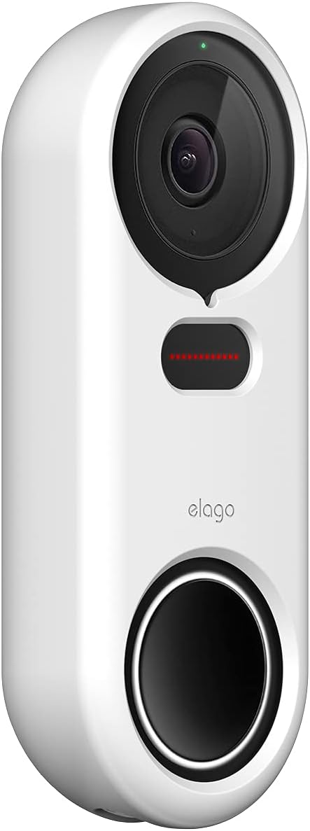 elago Silicone Case for Google Nest Hello Doorbell Cover (Wired) | Full Protection, Night Vision Compatible [US Patent Registered] [White] by elago