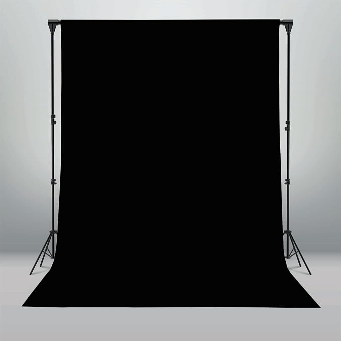 Black Backdrop Background for Photography, 8ft x 10ft Photo Background Curtain Rod Pocket Fabric Drapes Panels for Boys Birthday Holiday Home Halloween Decoration Portrait Photoshoot, Party and Video by Naykaly