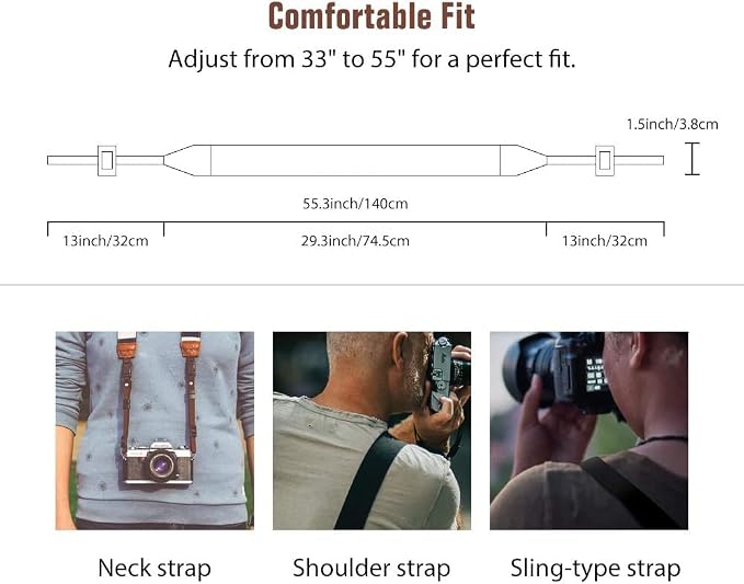 MoKo Camera Strap, Premuim Cotton Canvas Braided Adjustable Universal Sling Shoulder Neck Belt for All DSLR Digital Camera Canon, Fuji, Nikon, Olympus, Panasonic, Pentax, Sony - Bohemia Blue | Cotton Vintage Camera Strap,Adjustable Neck Shoulder Strap,... - Image 4