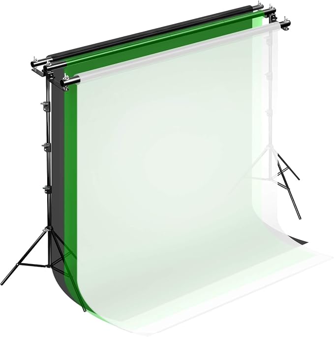 10ft/3m Photography Lighting Muslin Backdrop Support Crossbar, Includes 1x 3m Crossbar, 2x Mounts, 3x Clips - Image 2