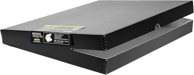 Lineco 16x20 Black Clamshell Archival Folio Storage Box, 1.75" Deep | Acid-Free with Metal Edge. Preserves Picture Longevity, Organize Photos or Documents, Crafts, DIY by Lineco