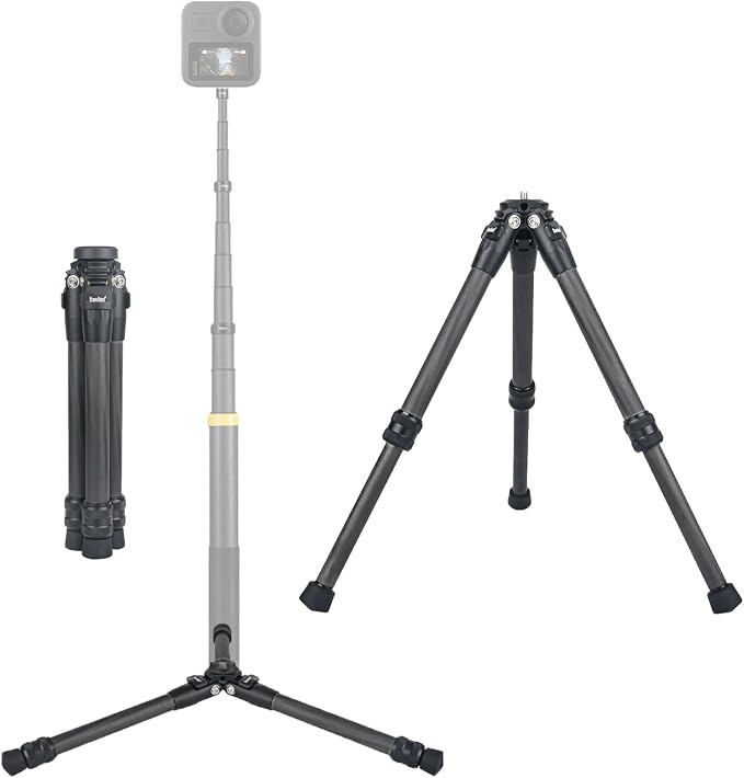 Heavy Duty Portable Carbon Fiber Desktop Mini Tripod Stand | 1/4" Screw for Insta360 X5/X4/X3/X2/RS,for Gimbal,Action Cam,Camcorder,Microphone,LED Light,Compact Mini Tripod - Image 7