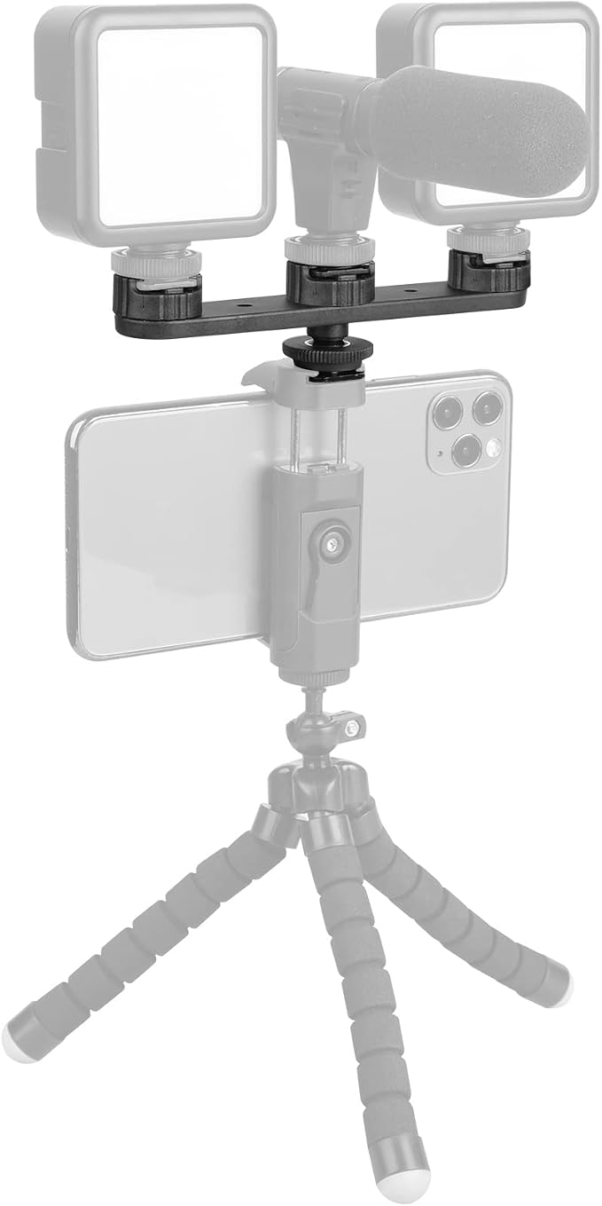 ChromLives Triple Cold Shoe Extension Mount Hot Shoe Base Adapter Extension Bar Bracket with 1/4 Screw for Tripod/Microphone/LED Light Compatible with Canon Sony Cameras… - Image 5