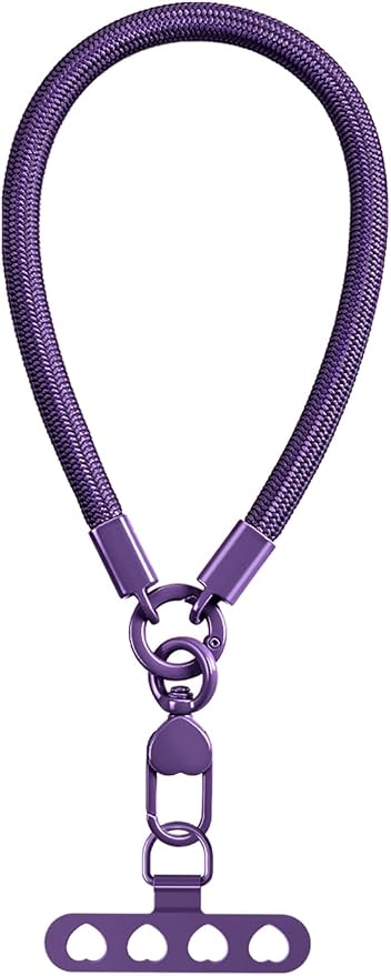 Phone Wrist Strap Lanyard Hand Wristlet with 360° Rotating Clip Stainless Steel Tether Buckle Finger Grip Strong Durable Anti-Tangle Universal for iPhone Camera Keychain Travel Dark Purple by Casecond