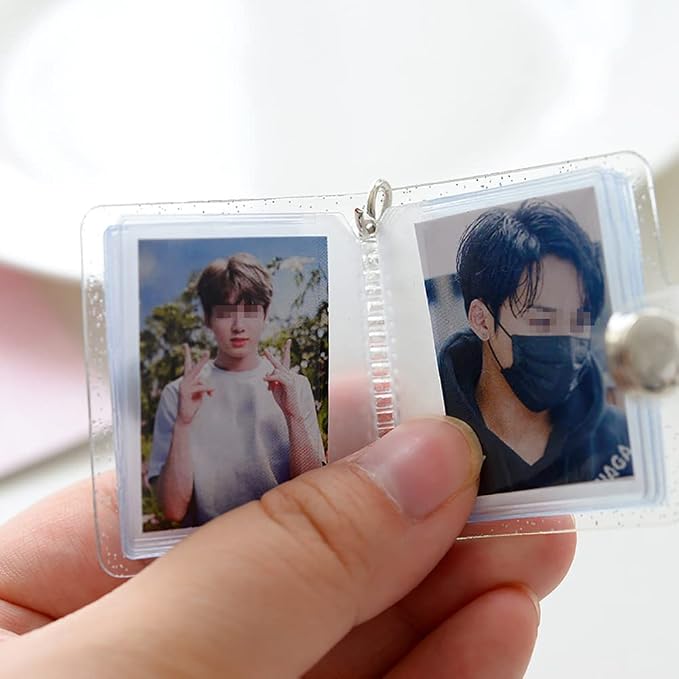 GSHLLO 4 Pcs Clear Album Keychains Mini Photo Storage Keychains Photo Card Holder Crafts Picture Keychain with 20 Pockets - Image 3