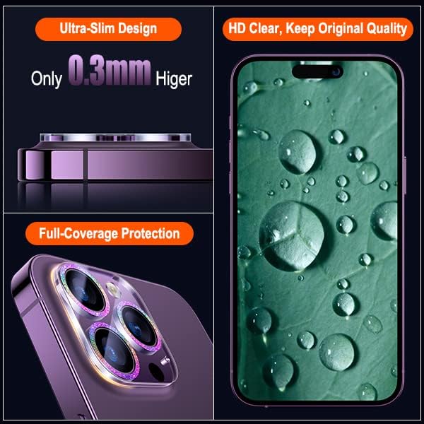 UniqueMe 3 PK for iPhone 14 Pro Max/14 Pro Camera Lens Protector-Colorful | Tempered Glass, Case Friendly, Scratch-Resistant, Night Shooting Mode - Image 3
