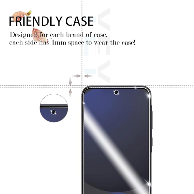 Galaxy S24 FE Tempered Glass Screen & Lens Protector 2+2 Pack HD Clear | [Ultrasonic Fingerprint Unlock] [Case Friendly] [Bubble-Free] - Image 4
