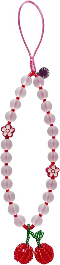 Drawwind Phone Charm Beaded Wristlet Strap Universal Cell Phone Lanyard Cute Bracelet Wrist Strap Beaded Chain String Handmade Accessories for Case Camera Bags (Cherry Crush) by Drawwind
