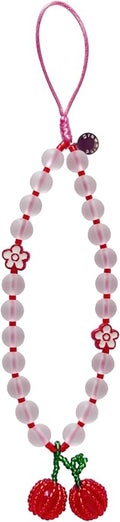 Drawwind Phone Charm Beaded Wristlet Strap Universal Cell Phone Lanyard Cute Bracelet Wrist Strap Beaded Chain String Handmade Accessories for Case Camera Bags (Cherry Crush) by Drawwind