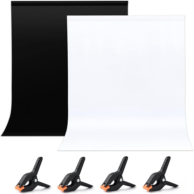 6.5x10ft Black White Backdrop Screen, High Density Polyester Fabric | Pure Black White Photo Backdrop Curtain Screen with 4 Spring Clamps for Photography Photoshoot Portrait Party Video Studio by UTEBIT