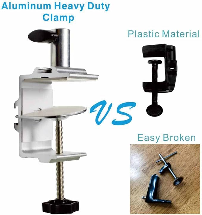 Replacement Heavy Duty C Clamp for 1/2” Base Magnifying Lamp,Desk Lamp,Swing Arm Lamp,Phone I pad Mount,Tablet Mic Holder,Table Mount Clamp for Microphone Stand Mic Boom Arm (G1 SIVLER) - Image 8