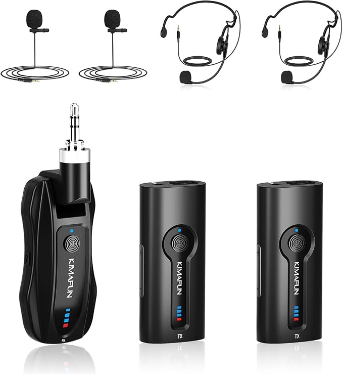KIMAFUN Wireless Lavalier Microphone System, Wireless 2.4GHz Lapel Mics Handheld Mic 2 in 1 for Teaching, Teachers, Speech, Tour Guiding, Speaker, Amplifier, PA System, Broadcast, KM-G70(2TX1RX) by USKIMAFUN