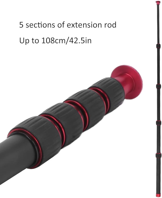 LR-255 Camera Monopod, 13.2-42.5in Extension Pole, 5 Section Aluminium Alloy, Black, Supports 5kg, Compatible with Camera, Smartphone, Camcorder, Tablet - Image 6