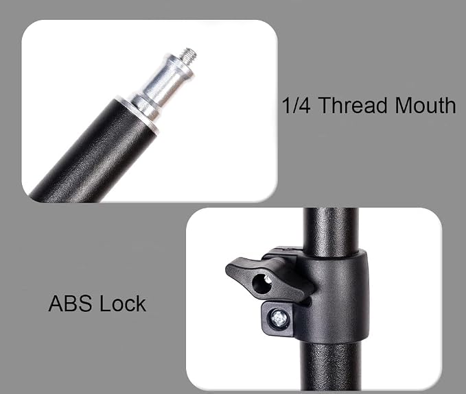 Camera Desk Mount with C Clamp, 18"-23" Adjustable Desktop Light Stands with 1/4" Ball Heads Cold Shoe Adapters, Sturdy Metal Clamp for Webcam, DSLR Camera, Ring Light, Microphone, Max Load 2kg - Image 3
