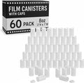 Film Canisters with Caps, Film Canisters, 35mm Case, White, 8oz, 60 Pack | Houseables Containers with Lids, Cannister for Rockets, Empty Camera Reel Holder, Coin Storage, Plastic, Bottle, 2"x1", Bulk by Houseables