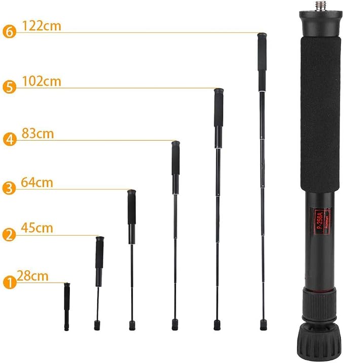 Mini Camera Monopod 48 Inch, Portable Adjustable Height Monopod Selfie Stick Mount Support Rod for DSLR Camera Mirrorless Camera, Flash, Mobile Phone(P-256A) - Image 3