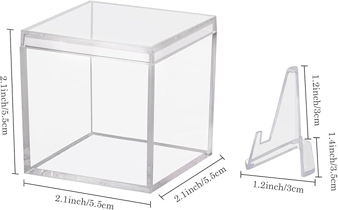 Championship Ring Display Case, Clear Acrylic Memorabilia Stand Cube Holder Dust Protection Transparent Storage Box for Sports Baseball Basketball Fan Souvenir Protection Supplies (2.1 x 2.1 x 2.1) - Image 2