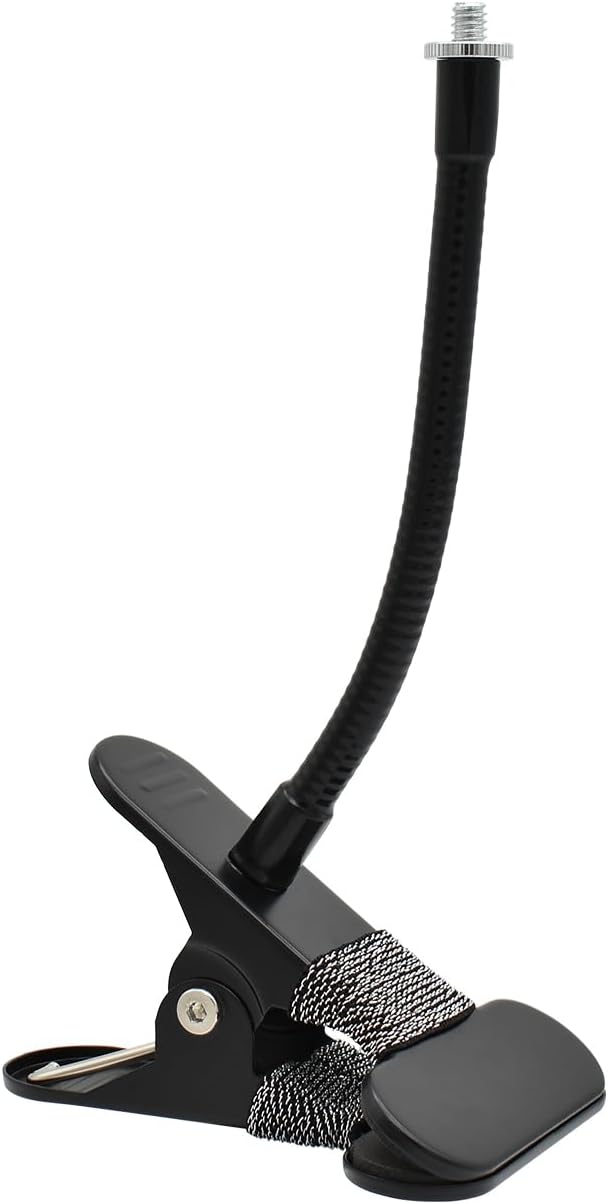 Indoor Outdoor Security Camera Flexible Clip Mount, Black | Universal 1/4"-20 threaded clamp bracket, fits Ring/Blink/Wyze/Arlo and more, 15cm adjustable gooseneck arm by Holicfun