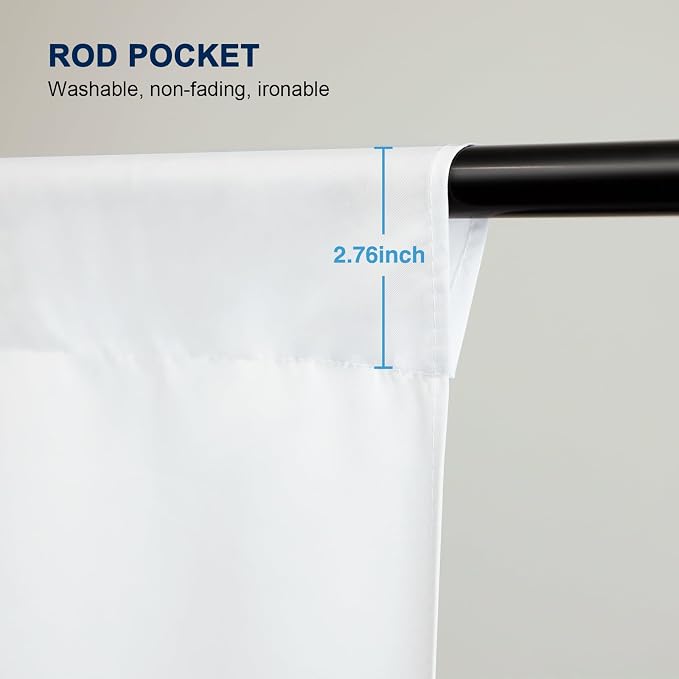 10 x 7 FT White Backdrop Background for Photography, Pure White Screen | High Density Fabric Curtain for Video, Photoshoot, Zoom Meeting, Record, Portrait Stand, Photo Studio, with Rod Pocket - Image 3