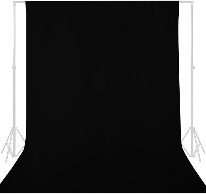 GFCC 10FTx12FT Black Backdrop Background for Photography Photoshoot | Non-Reflective, Polyester, Easy Hang, Multipurpose Screen for Studio Photo Booth, Video Recording, Portrait, Halloween by GFCC
