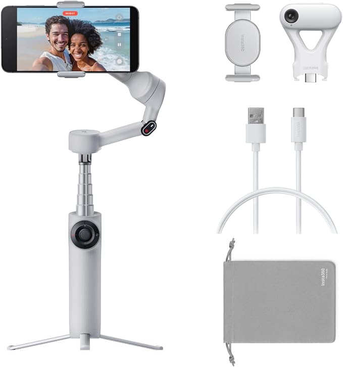 Insta360 Flow 2 Plus AI Tracker Bundle Grey - Foldable Phone Gimbal, AI Tracking with Any App, Multi-Person Tracking, Built-in Tripod/Selfie Stick, Remote Control, Smartphone Stabilizer, Travel by Unknown