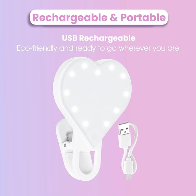 Riki Sweetheart Clip-On LED Makeup Mirror and Selfie Light, Rechargeable with Long-Lasting Battery, CRI 95+ for Phone, Laptop, and iPad, Film for TikTok, Instagram (Hot Pink) - Image 7