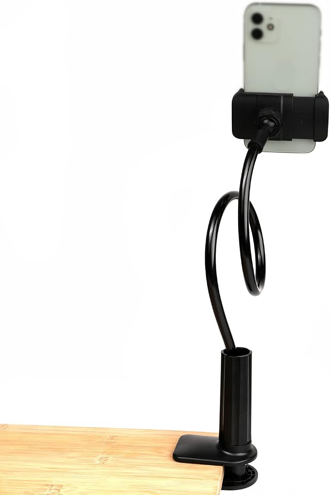 Phone Holder Bed Gooseneck Mount Mobile Phone Holder Table Stand | Adjustable Flexible 360° Rotation Cell Phone Clip Holder Lazy Bracket Mount for All Smart Phone Microphone - Image 4