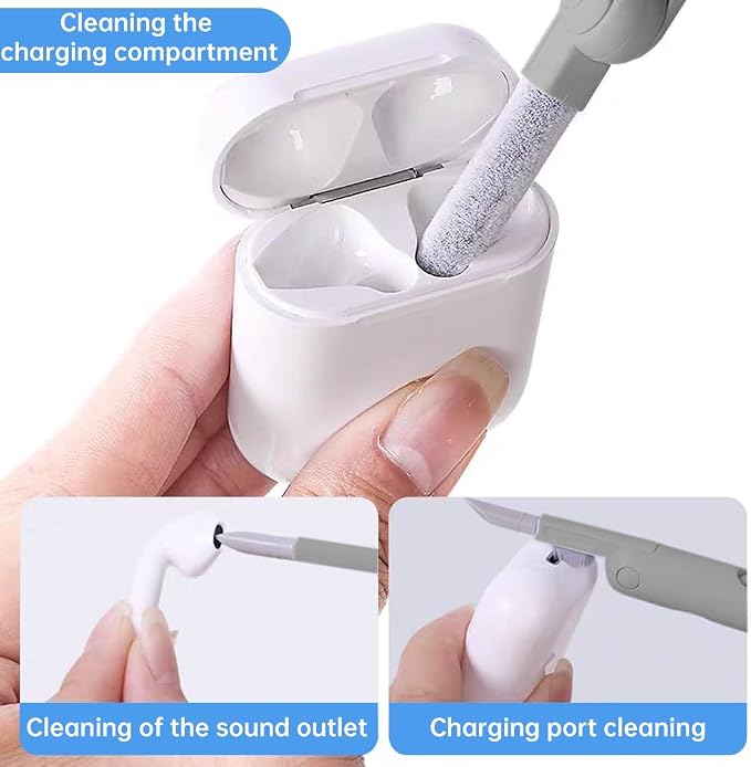 7 in 1 Laptop Cleaning Kit Keyboard Cleaner,Computer Screen Cleaning Brush Tool,Computer Tools Kit Corner Gap Duster Keycap Puller(Color:Grey) - Image 5