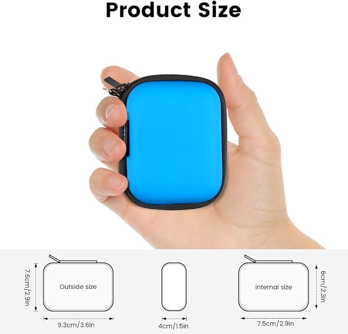 Earphone case, RISETECH Earbud Carrying Case Holder Hard EVA Headphone Small Zipper Pouch Compatible with Beats Fit Pro, TOZO A1, Bose Soundsport, EarPods, AirPods, Sony Wired Earbuds with Clip -Blue - Image 6