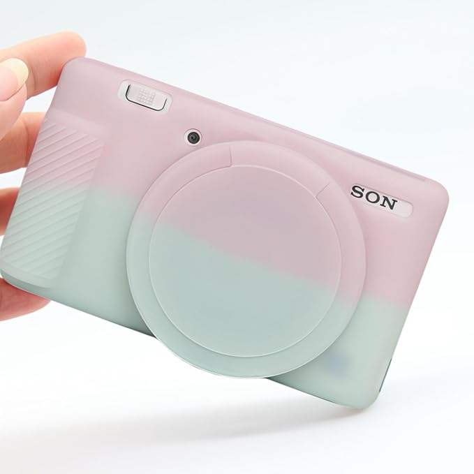 Camera Case for Sony ZV1 Digital Camera.ZV-1 Accessories | Soft Silicone Protective Case Removable Lens Cover,Comes with 2 Screen Protectors and 1 Wrist Strap.(Pink Green Jelly) - Image 6