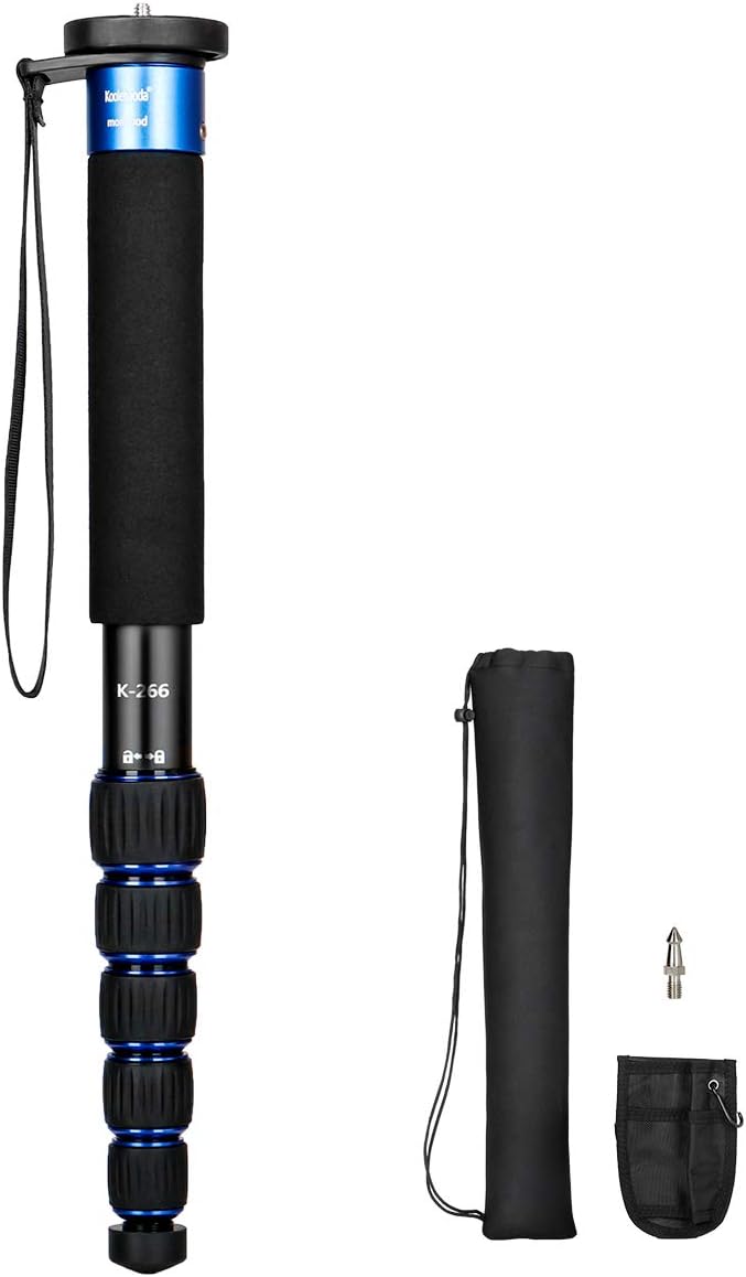 Koolehaoda 6-Section Camera Monopod, Compact Portable Folds to 15" | Aluminum Alloy Unipod Stick, Max Load 22lbs/10kg, Lightweight Travel Photography, for DSLR Mirrorless Camera by Koolehaoda