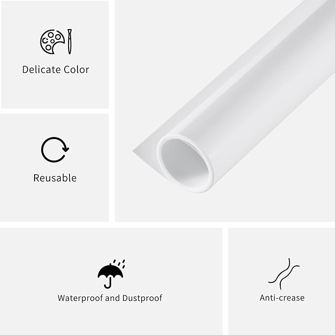 Meking White PVC Backdrop, 23.6x51in Photograph Backdrop Matte & Reflective | PVC Background Dual Side Vinyl Backdrop for Product Video Photography Studio (60x130cm) - Image 3