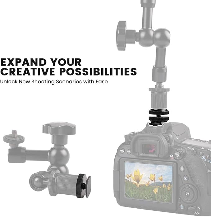 Hot Shoe Adapter 1/4 Inch Camera Hot Shoe Mount Adapter Tripod Screw for DSLR Camera Rig Cold Hotshoe Screw Accessory Attachment for Camera Flash Shoe to 1/4"-20 Male Post Adapter with Locking Disk - Image 6