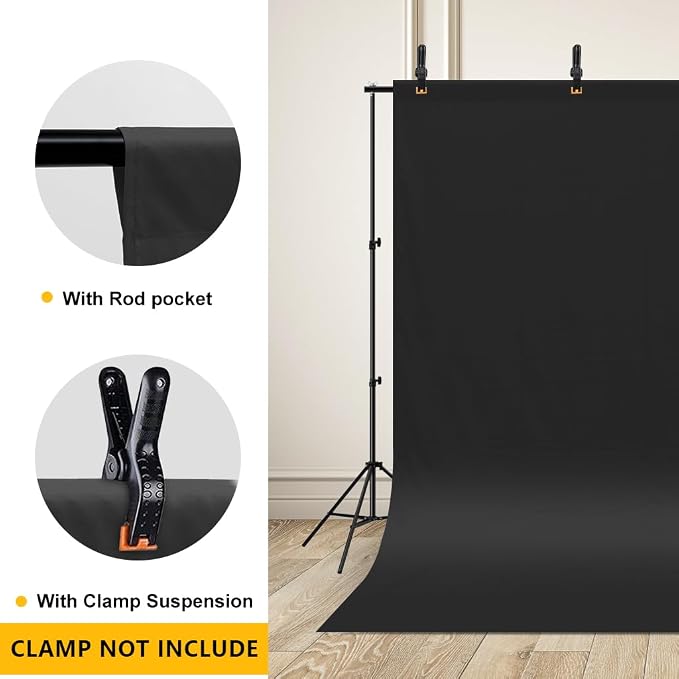 CPLIRIS 10x8ft Black Backdrop Background for Photography, High Density Polyester Fabric Photo Backdrop Curtain for Portrait Photoshoot, Party and Video - Image 4