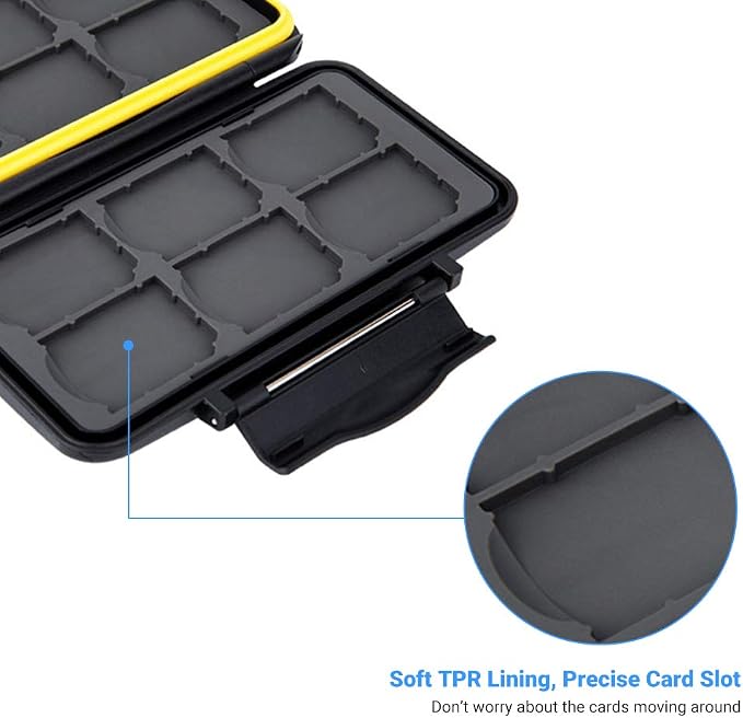 12 Slots SD Memory Card Case Storage, Water-Resistant Anti-Shock SD SDHC SDXC Card Holder Carrying Case with Carabiner - Image 5