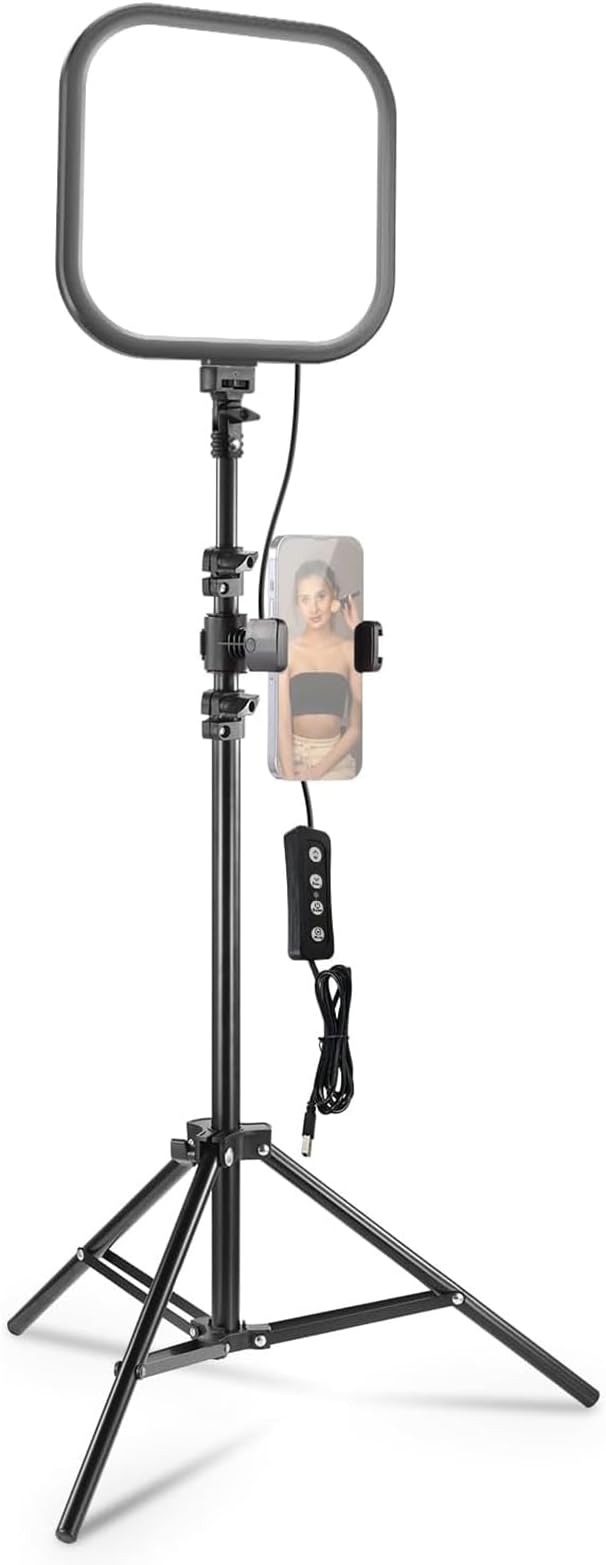 NEEWER BASICS15W 10.8" LED Video Light Panel Lighting Kit with 63" Tripod Stand/Phone Holder,Edge Lit Bi Color Dimmable Full Screen Light 816lux CRI95+ for Photography Filming Recording Streaming,L220 by Neewer