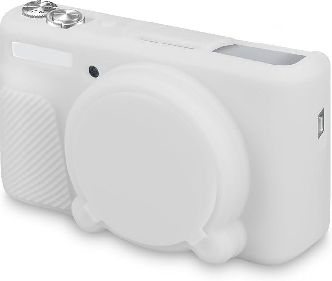 BOVKE Silicone Camera Case for Canon PowerShot SX740 / SX730 Digital Camera, SX740 HS Soft Protective Case Cover Rubber Camera Slim Fit Sleeve with Removable Lens Cover, White by BOVKE