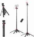 ULANZI MT44M Auto Open Magnetic Phone Tripod, 59" Selfie Stick with Remote | Tripod Stand 2-in-1 Dual Mount&1/4" Screw for Phone&Camera, 360°Ball Head for iPhone Android, Vlogging, Live Streaming, Black by ulanzi