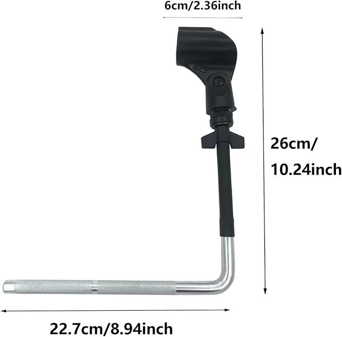 Drum Set Microphone Mount Holder, Drum Rack Mounting Clamp with L Shaped Mic Mount Arm Shock Mount Microphone Clip, Microphone Stand for Hi-Hat Cymbal Stand Percussion Drum Set - Image 6