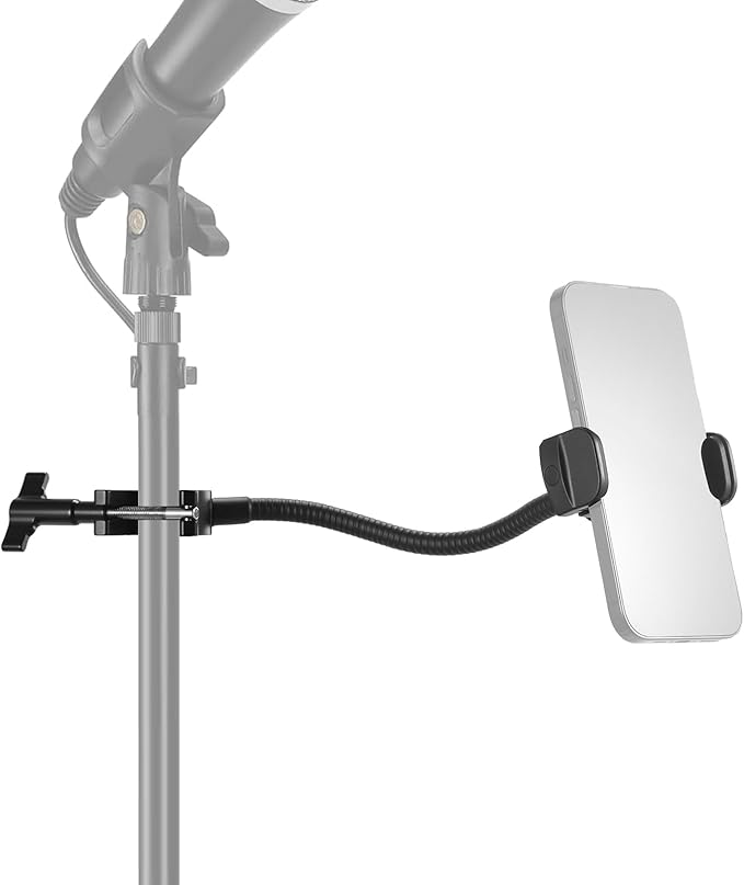 NEEWER BASICS Mic Stand Phone Holder with Flexible Arm, 360° Ball Head Boom Arm Microphone Floor Music Stand Cell Phone Mount Compatible with iPhone Android Samsung Video Recording, MS009 by Neewer