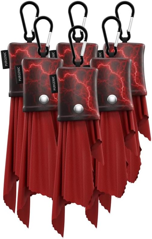 Microfiber Cloth & Glasses Wipes (6 Pack) Lens & Glasses Cleaning Cloth - Eye Glass Clean Cloths - Eyeglass Cleaning Cloth - Glass Cleaning Cloth - Camera Lenses & Gadget Delicate Screens - Red by Purgenic