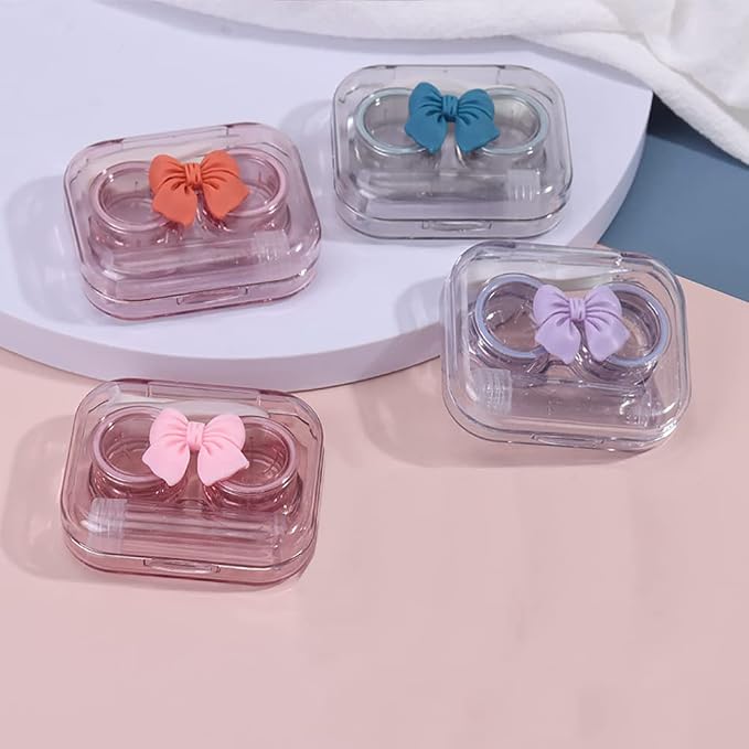 Contact Lens Case, Travel Size Flip Top Cute Colored Contact Lenses Applicator Remover Tool Kit with Solution Bottle for Daily Outdoor (4 Pack) - Image 2