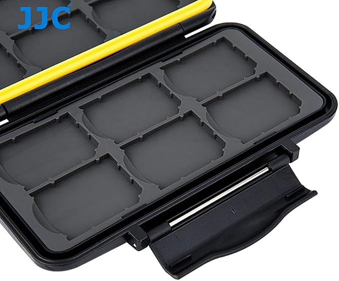 JJC MC-SD12 Water-Resistant Holder Storage Memory Card Case for 12 SD Cards (Black) - Image 5