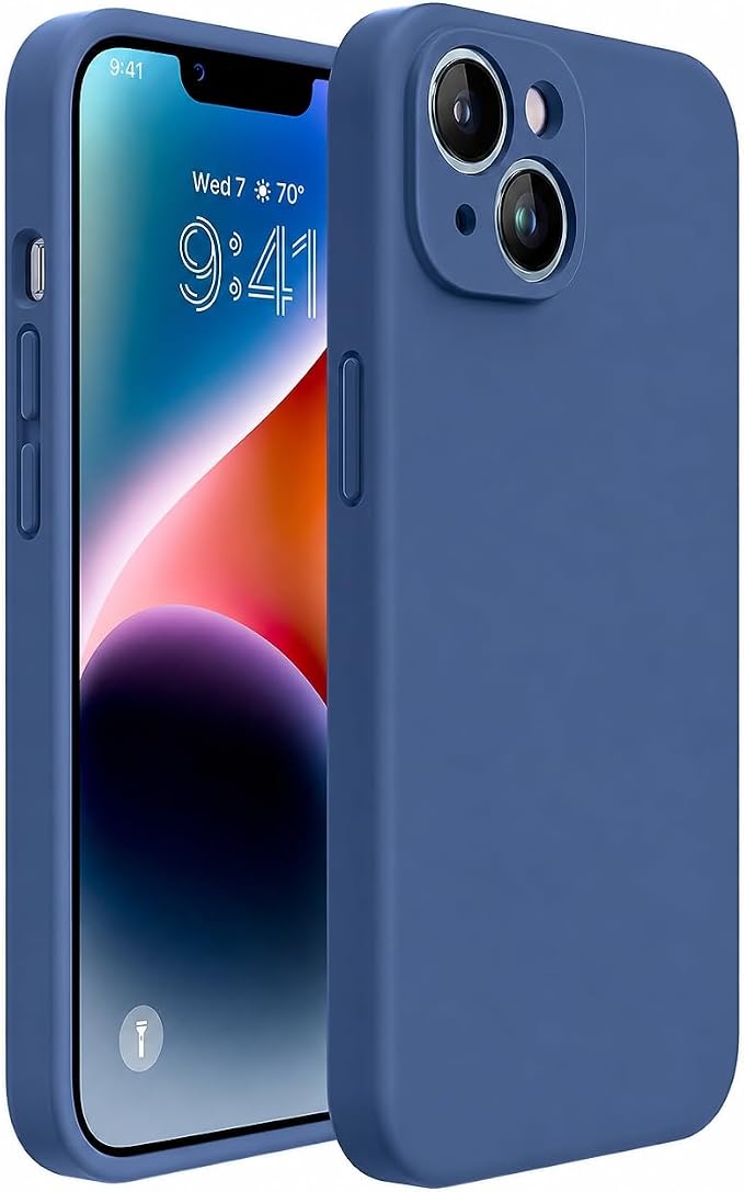 Miracase Silicone for iPhone 14 Case, Glass Blue | Soft Anti-Scratch Microfiber Lining, Premium Silicone Cover Shockproof Drop Protection Phone Case for 14 by Miracase