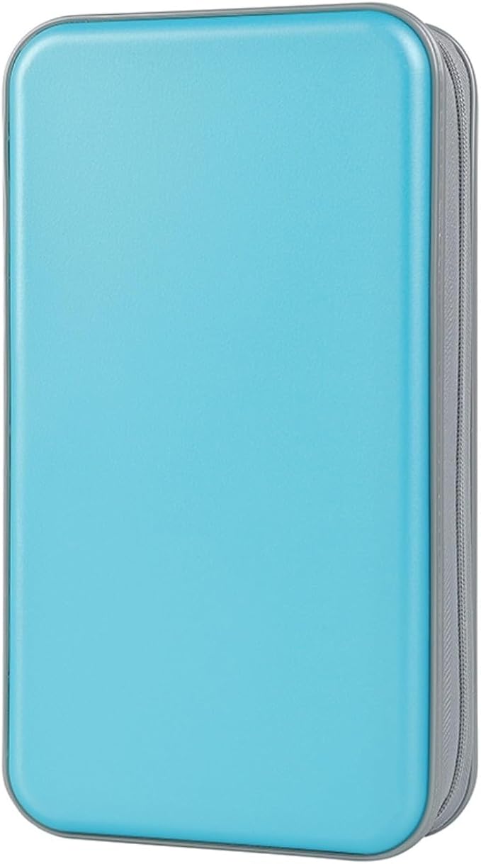 alavisxf xx CD Case, 96 Capacity Hard Plastic Organizer Wallet for Car | CD DVD Holder, Portable Hand Strap, Zipper Closure, Anti-Slip Scratch-Resistant Sleeves, Disc Storage, for Home Office Travel by alavisxfxx
