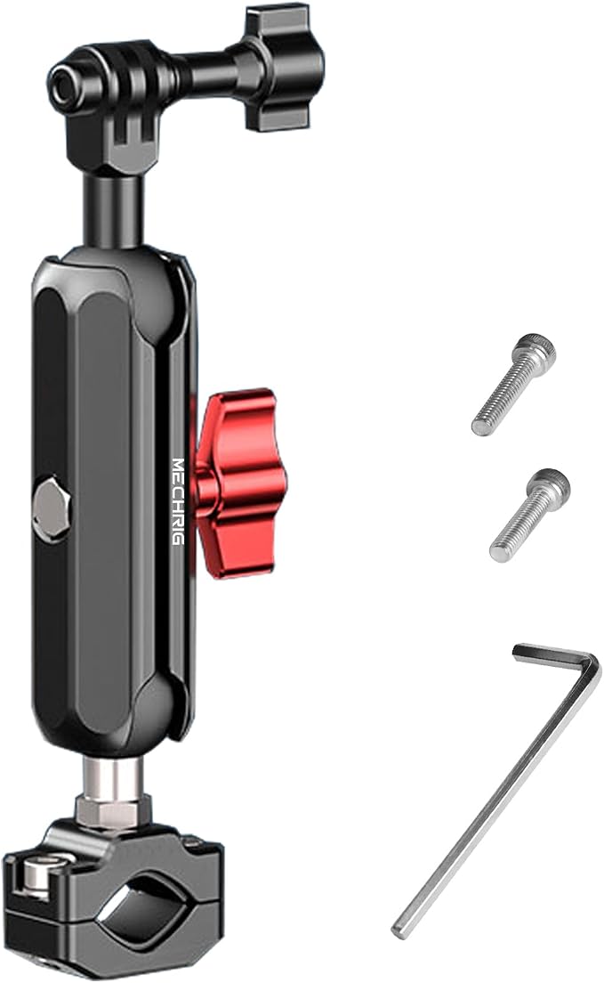 Camera Clamp Mount, Super Camera Mount Double Ball Head Magic Arm Adapter with U-Shaped for Motorcycle Handlebar Mounts & Aluminum Alloy Super Clamp for DSLR, 360° Rotating, 78002 by Mechrig