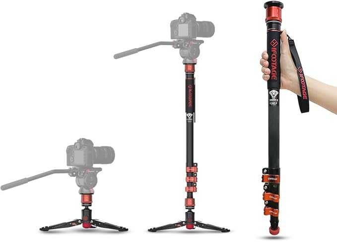 IFOOTAGE Cobra 3 A180F 71" Camera Monopod,Quick Adjust Monopod with Feet | Can as Walking Stick,CB3 Base Tripod,for Camera Photography,Travel,Payload up to 17.64 lbs/8 KG by IFOOTAGE