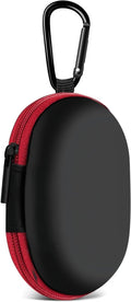 1 Pack Oval Earbud Case Storage Bag with Carabiner, Red | Portable EVA Carrying Case, For Wired/Wireless Headphones, SD Card Storage, Camera Chip by MOLOVACase