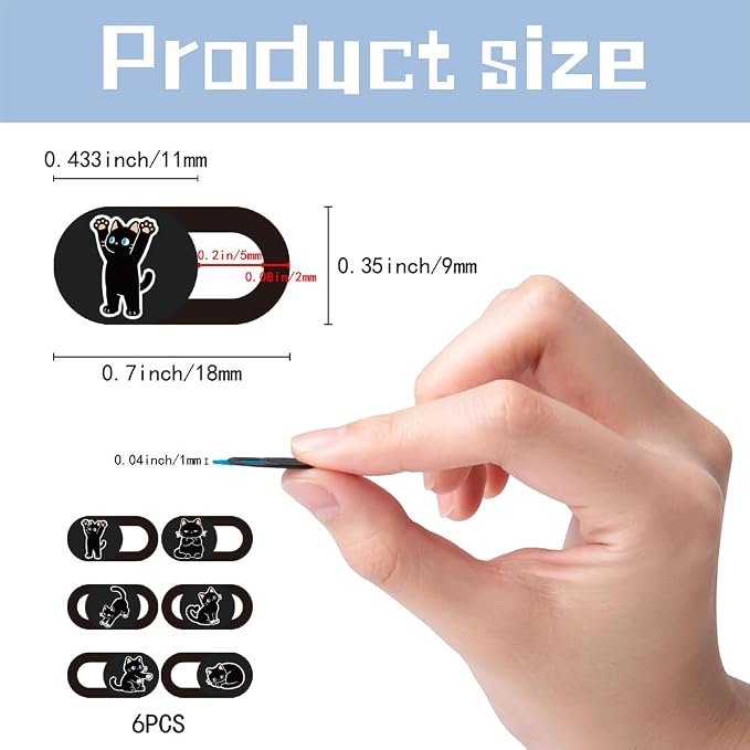 6Pcs 6 Styles Cat Camera Cover Slide Cute Privacy Guard Accessories, 0.04 Inch Ultra Thin Webcam Cover Protector Blocker for Laptop Desktop Computer Tablet Notebook Mini PC Home Office Use - Image 2