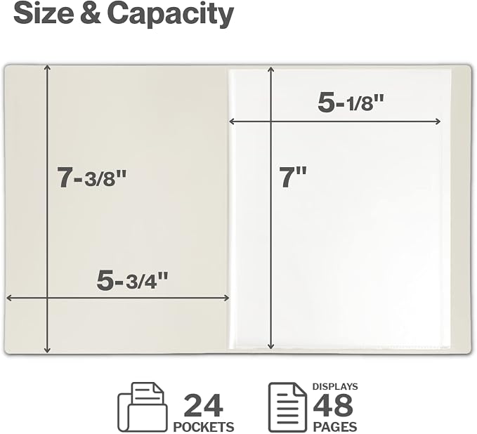 Cranbury 2-Pack Mini Photo Albums 5x7, 48 Photos, Clear Sleeves, Ivory | 24 Pockets Each, Customizable Covers, Compact Storage for 5x7 Photos & Keepsakes - Image 6